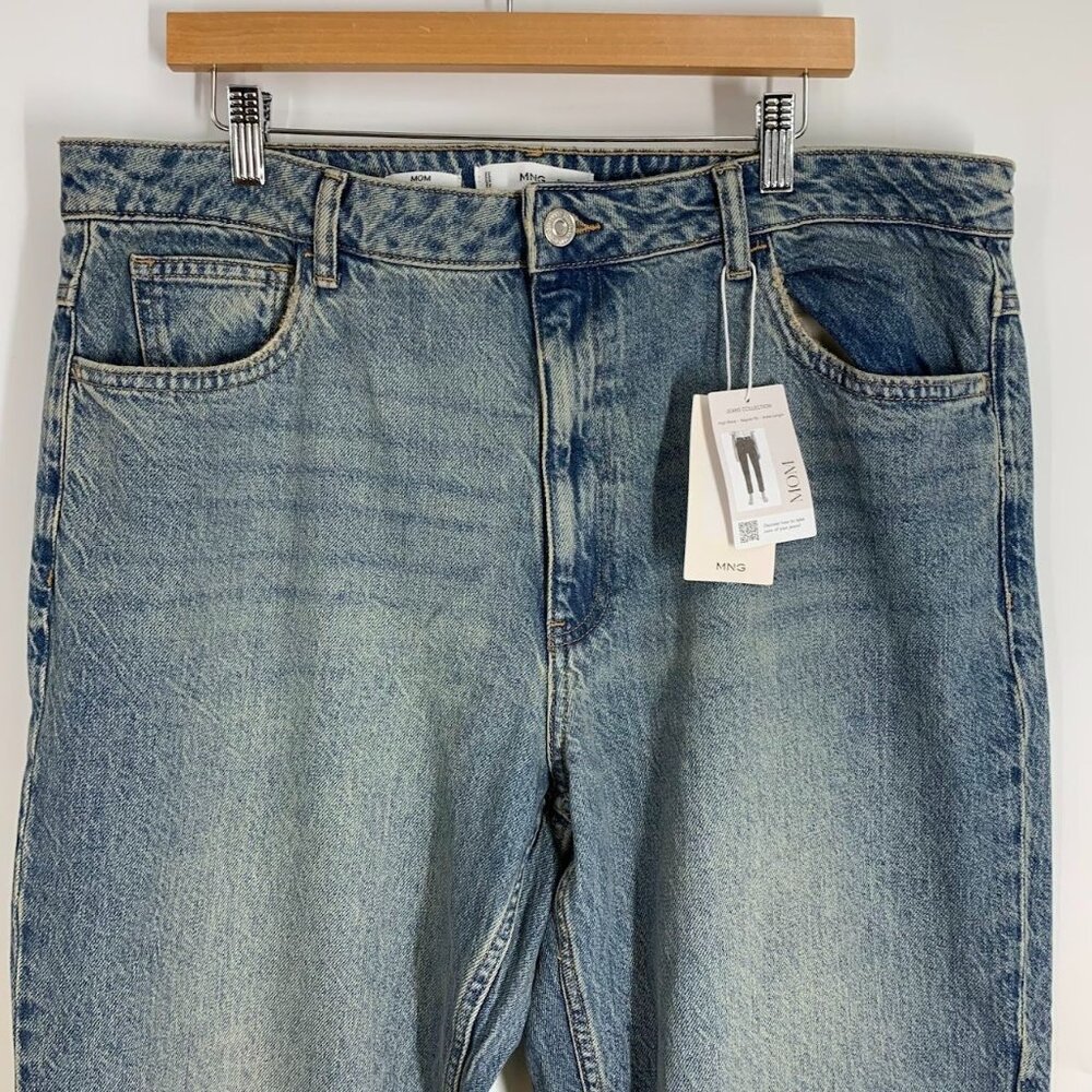 Mango Women's Mom High Waisted Tapered Cotton Stretch Denim Jeans Size 16 NWT - Picture 4 of 15